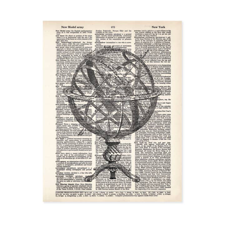 Armillary Round Sphere Dictionary Art Print
