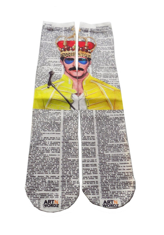Wearable Rock Royalty Unisex Dictionary Art Socks